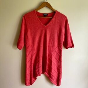 Marble | Coral Knit Top Tunic Long Swing Hem